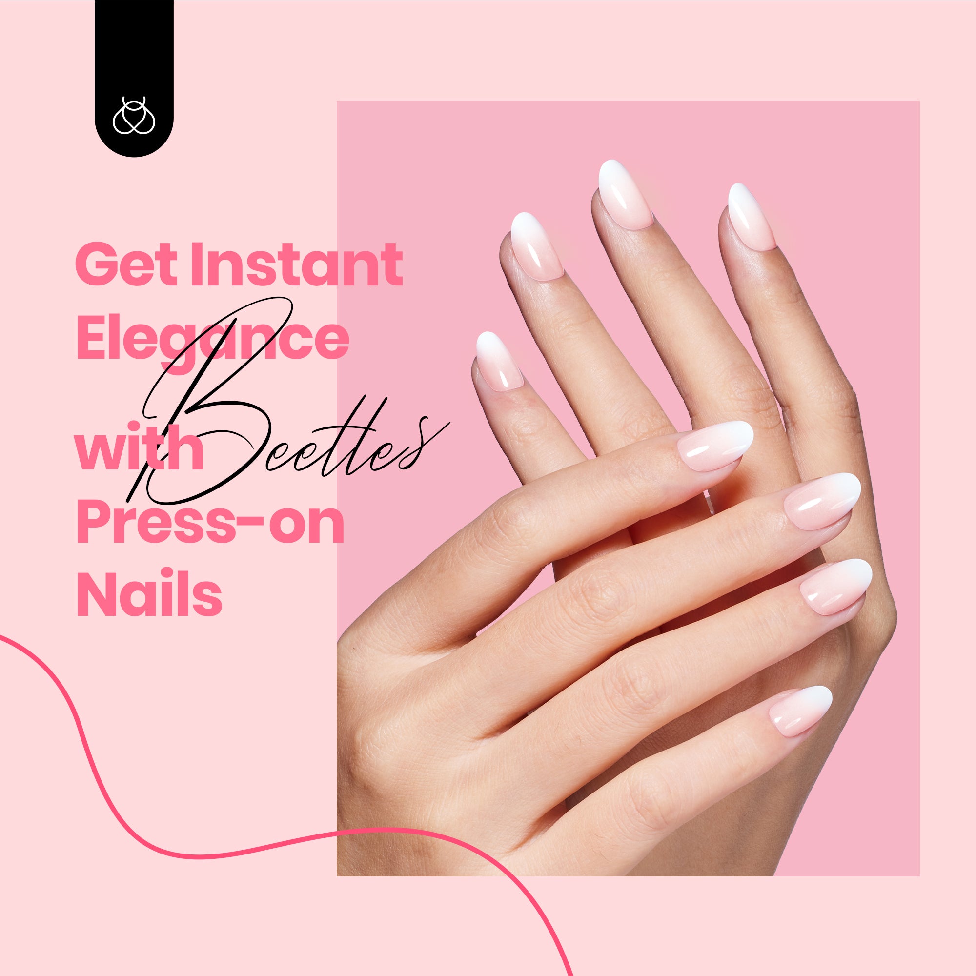 Beetles Almond Press On Nail,64 psc Pink Ombre Nails Press On 16 Sizes XS Short Almond Pink Ombre Fake Nails 2 Set Press On Nails with Nail Glue & Double-Sided Adhesives Nails Press Ons for Women - Image 2