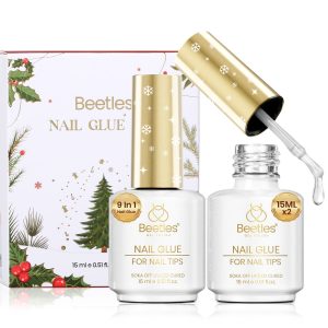 Beetles 9 In 1 Gel Nail Glue Kit, 2Pcs 15ml Long Lasting UV Nail Glue for Acrylic Nail Tips