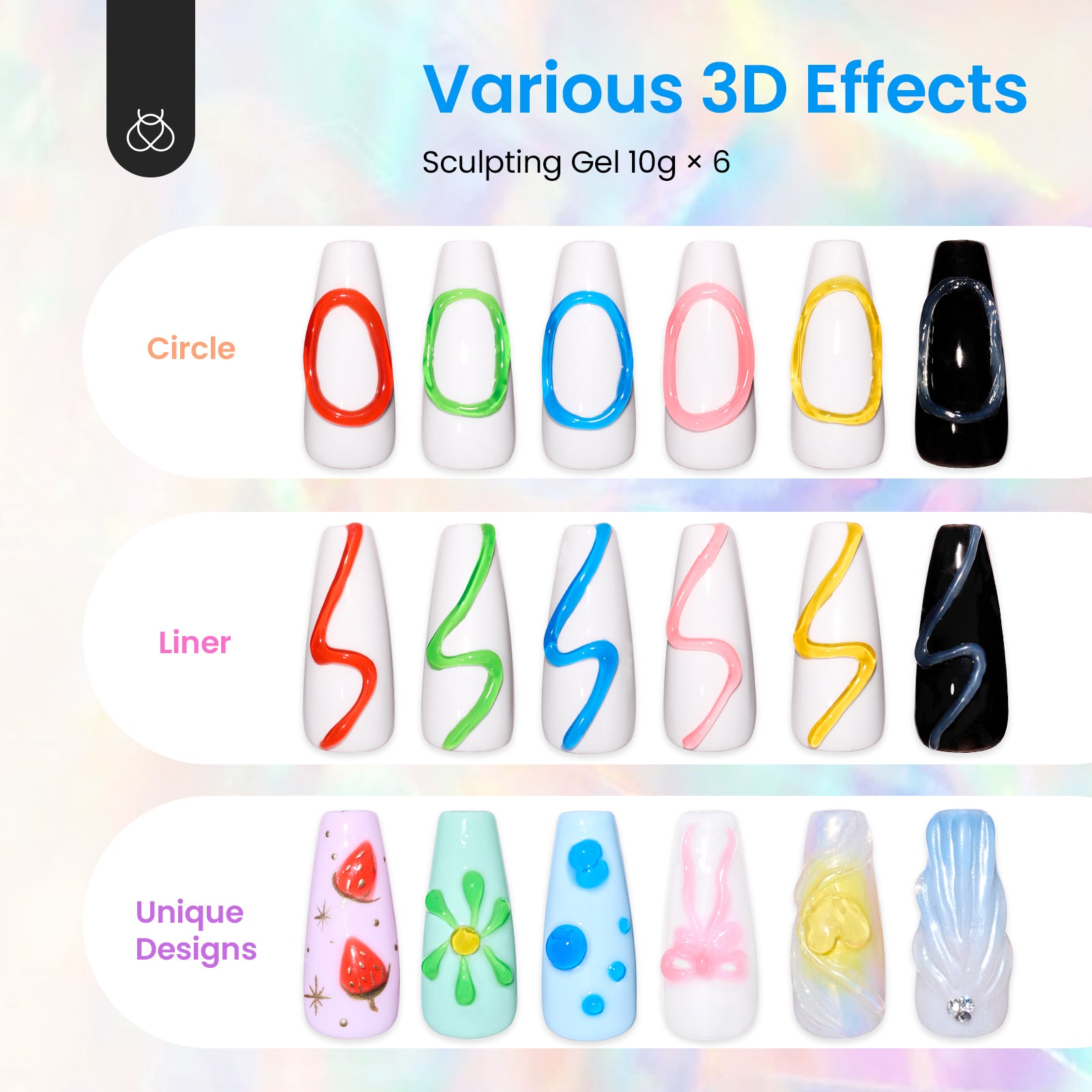 Beetles 6 Colors 3 in 1 Clear 3D Sculpting Gel-each 5g - Image 7