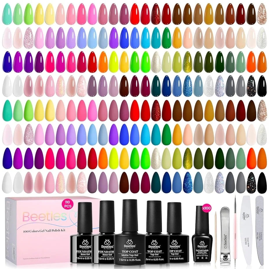 (Extra Free $20 Gift) 100 Colors 110 PCS Perfect Gift Gel Polish Set for All Season