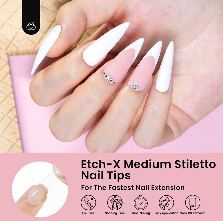 Beetles 12 Sizes Gel Nail Tips Medium Stiletto Gel Nail Tips 288Pcs - Image 3