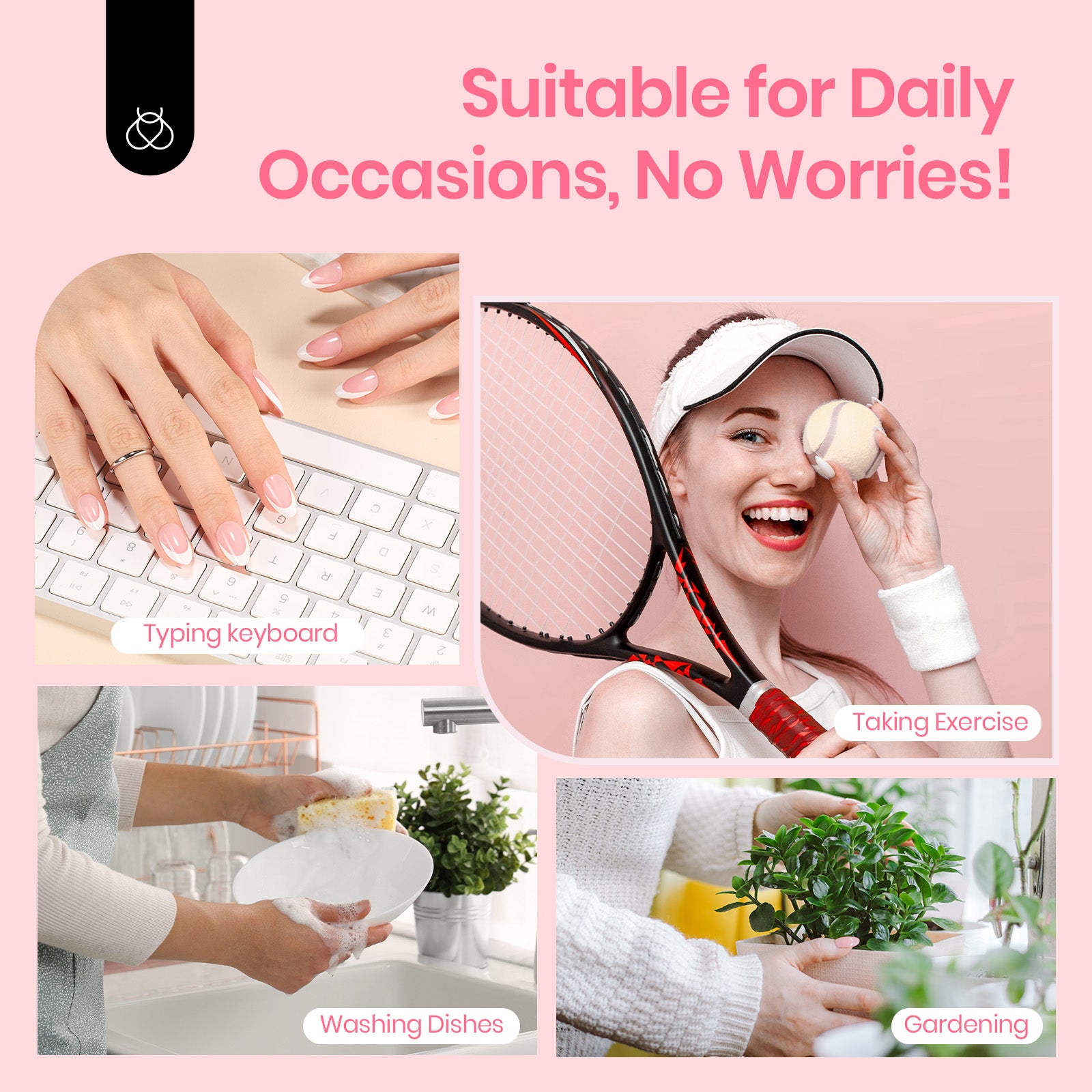 Beetles Almond Press On Nail,64 psc Pink Ombre Nails Press On 16 Sizes XS Short Almond Pink Ombre Fake Nails 2 Set Press On Nails with Nail Glue & Double-Sided Adhesives Nails Press Ons for Women - Image 6