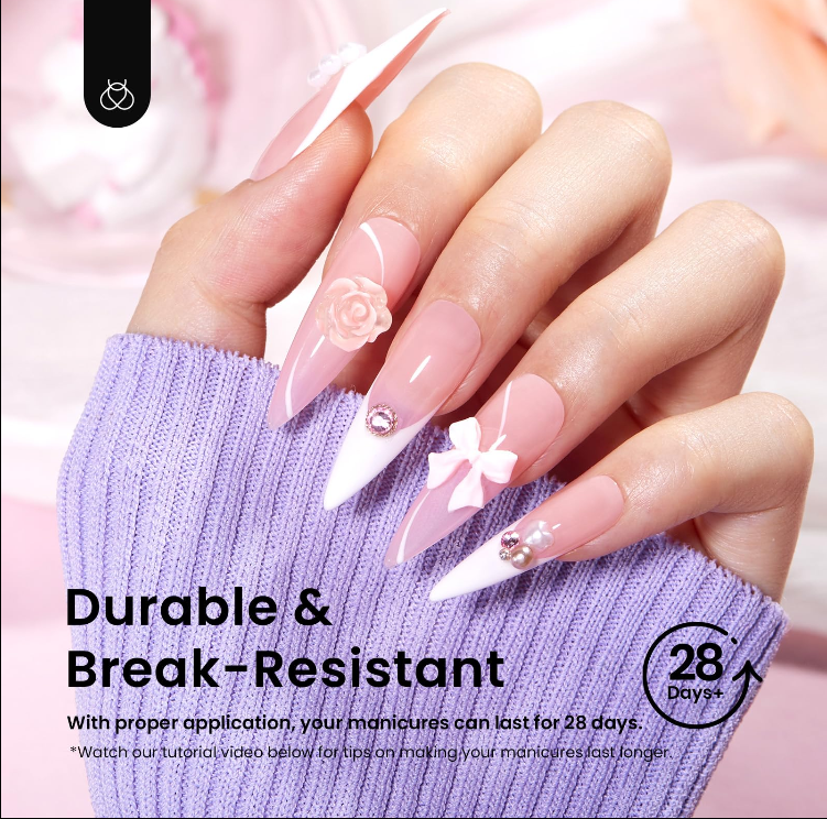 Beetles 12 Sizes Gel Nail Tips Medium Stiletto Gel Nail Tips 288Pcs - Image 5