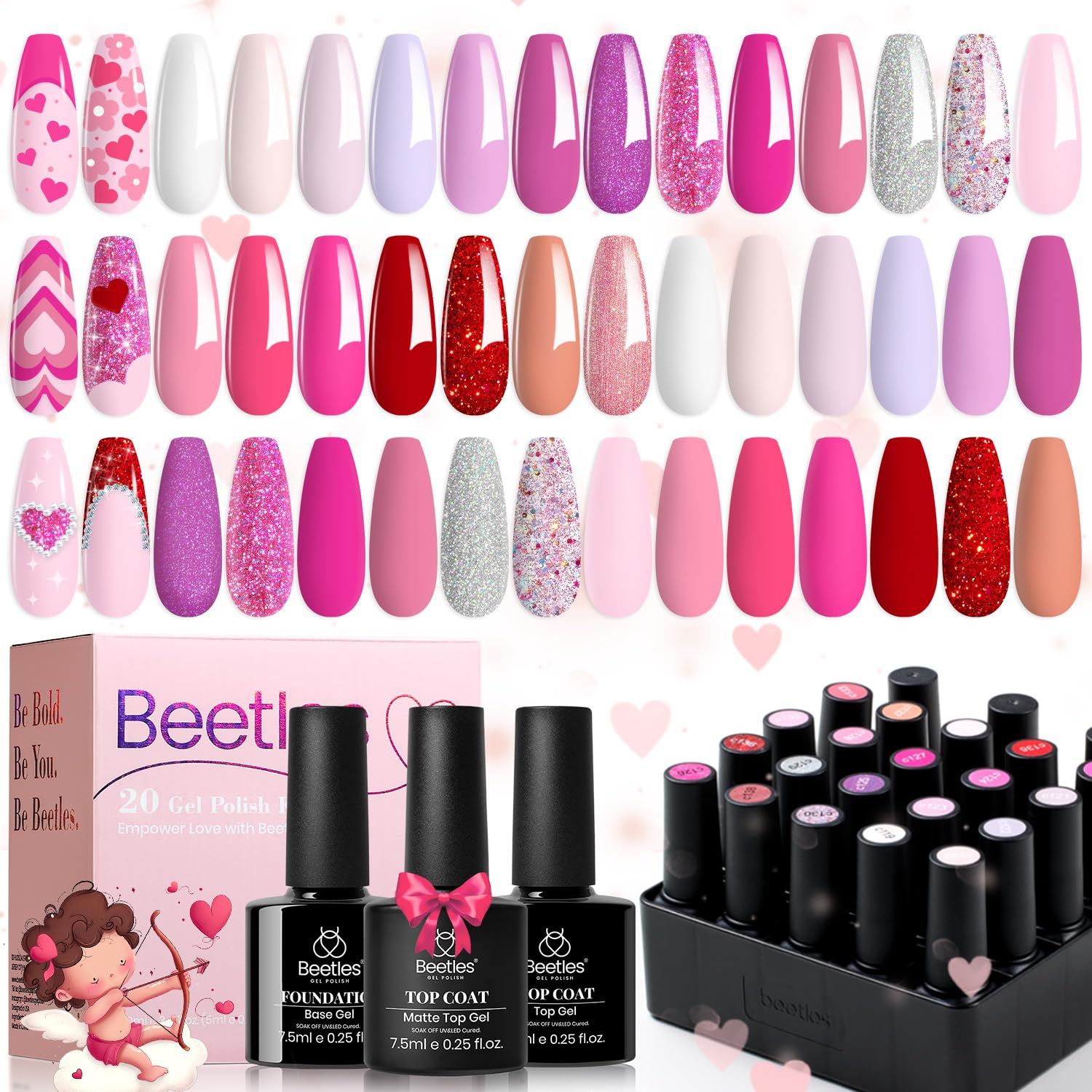Alluring Sweetie-20 Gel Colors Set with Top and Base Coat (5ml/Each)