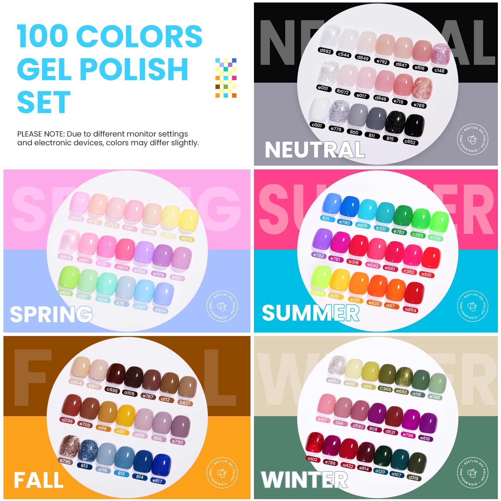 (Extra Free $20 Gift) 100 Colors 110 PCS Perfect Gift Gel Polish Set for All Season - Image 2