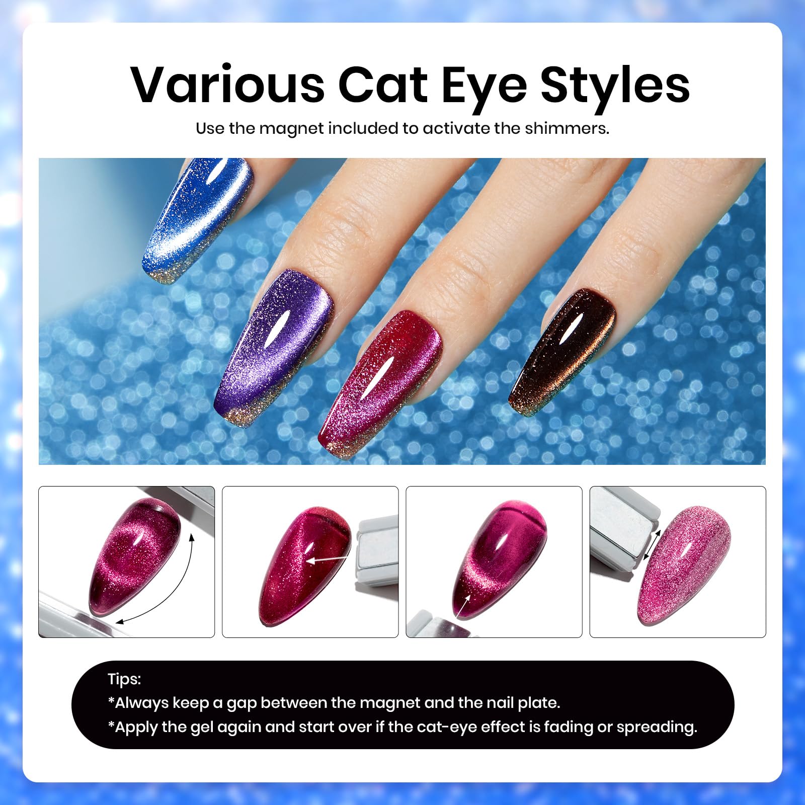 Beetles Cat Eye Gel Nail Polish Set - 36 Colors Red Purple Brown Green Burgundy Magnetic Christmas Gel Polish Kit - Image 7