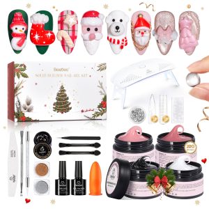 Beetles 3D Gel Nail Art Kit-Christmas Limited 3D Nail Art 4 Colors Clear Pink White Sculpting Gel