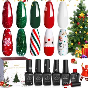 Beetles Christmas Gel Polish Set Stain Carol - 5 Colors Sparkle Red Green Set