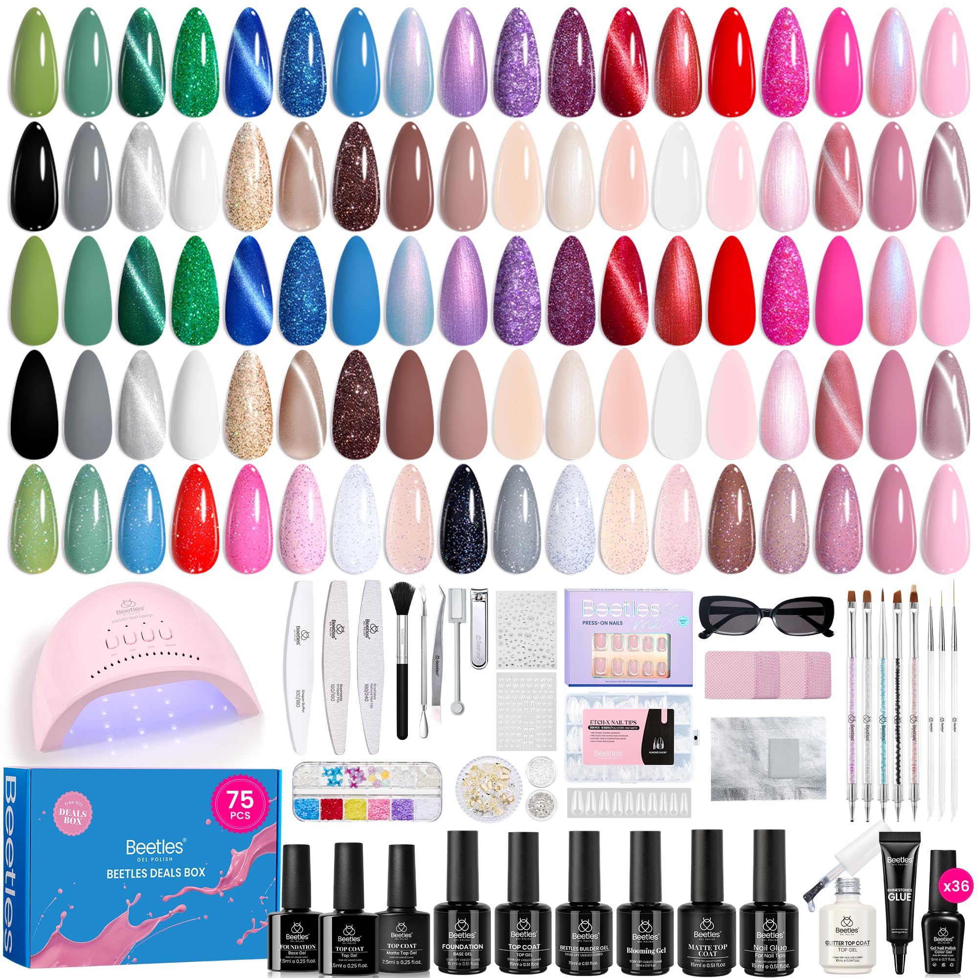 (Ideal Gift) Beetles Wild Gleam DEALS BOX 75Pcs 36 Colors Starter Nail Kit - Image 4
