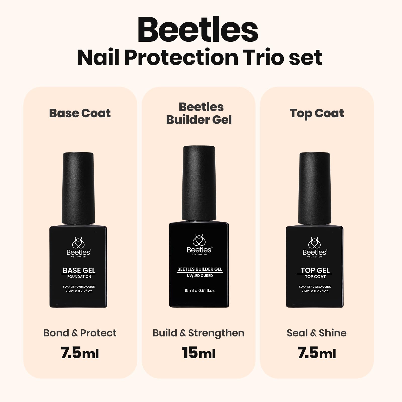 Beetles Builder Gel Set - 3 Pcs 8 in 1 Nail Strengthening Apex Building Extension - Image 2
