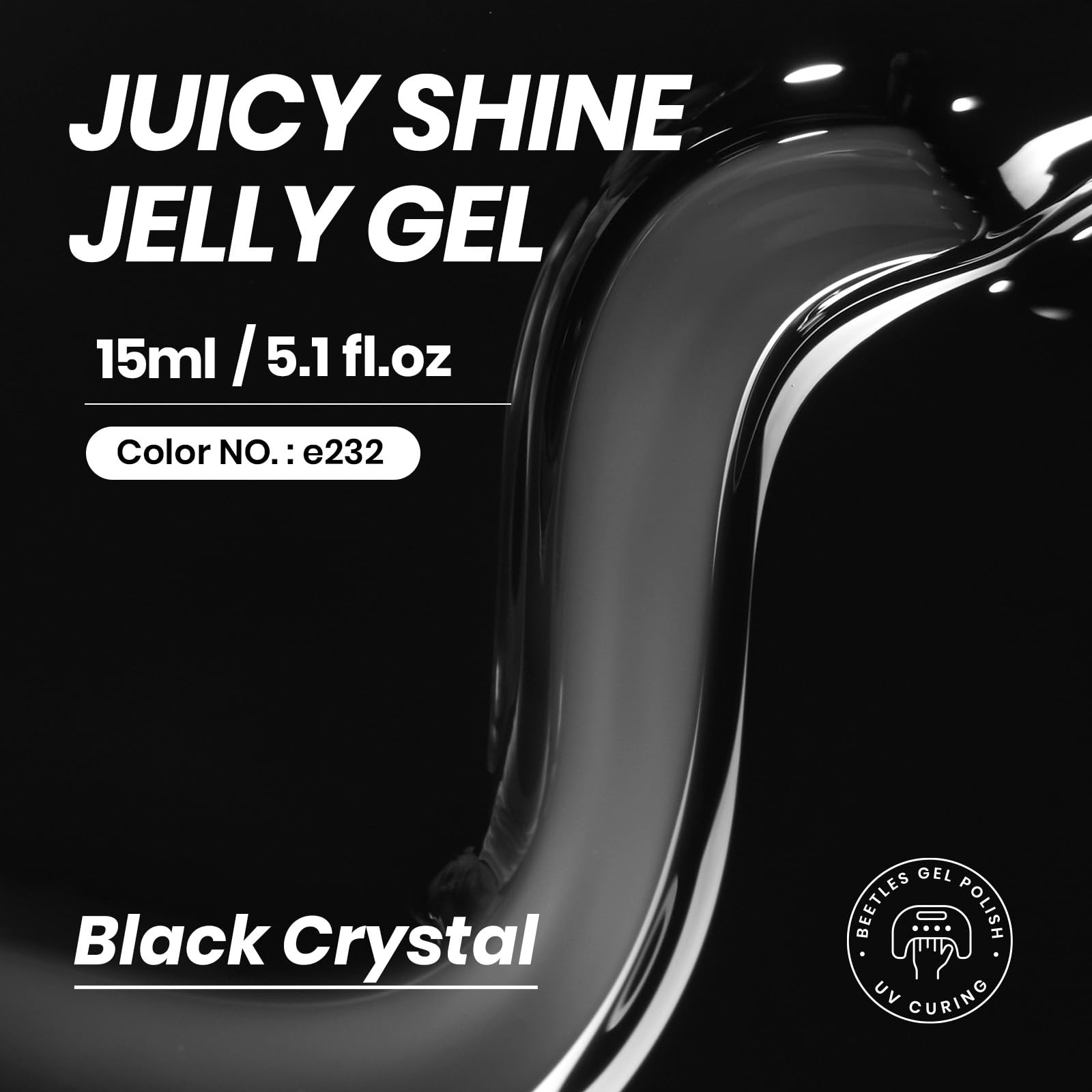 15ML Black Crystal Jelly Sheer Gel Nail Polish - Image 2