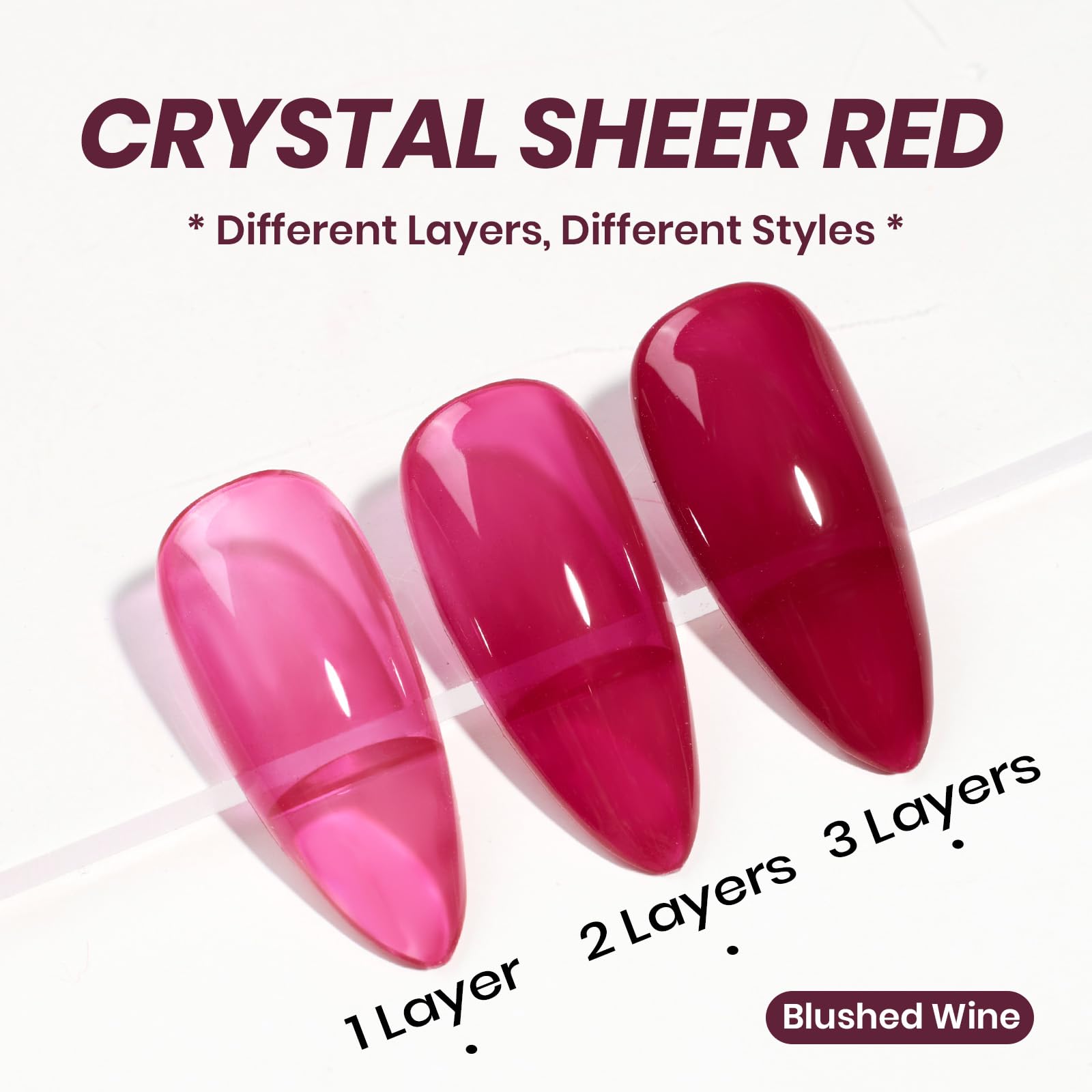 15ML Blushed Wine Jelly Sheer Red Gel Nail Polish - Image 2
