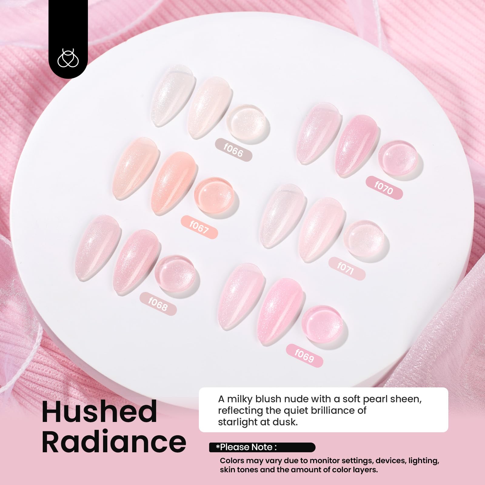 15ml Each Hushed Radiance | Base Nude Ge Gel Polish 6 Colors Set - Image 3