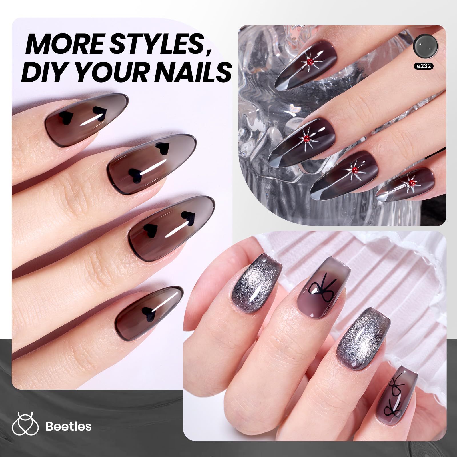 15ML Black Crystal Jelly Sheer Gel Nail Polish - Image 3