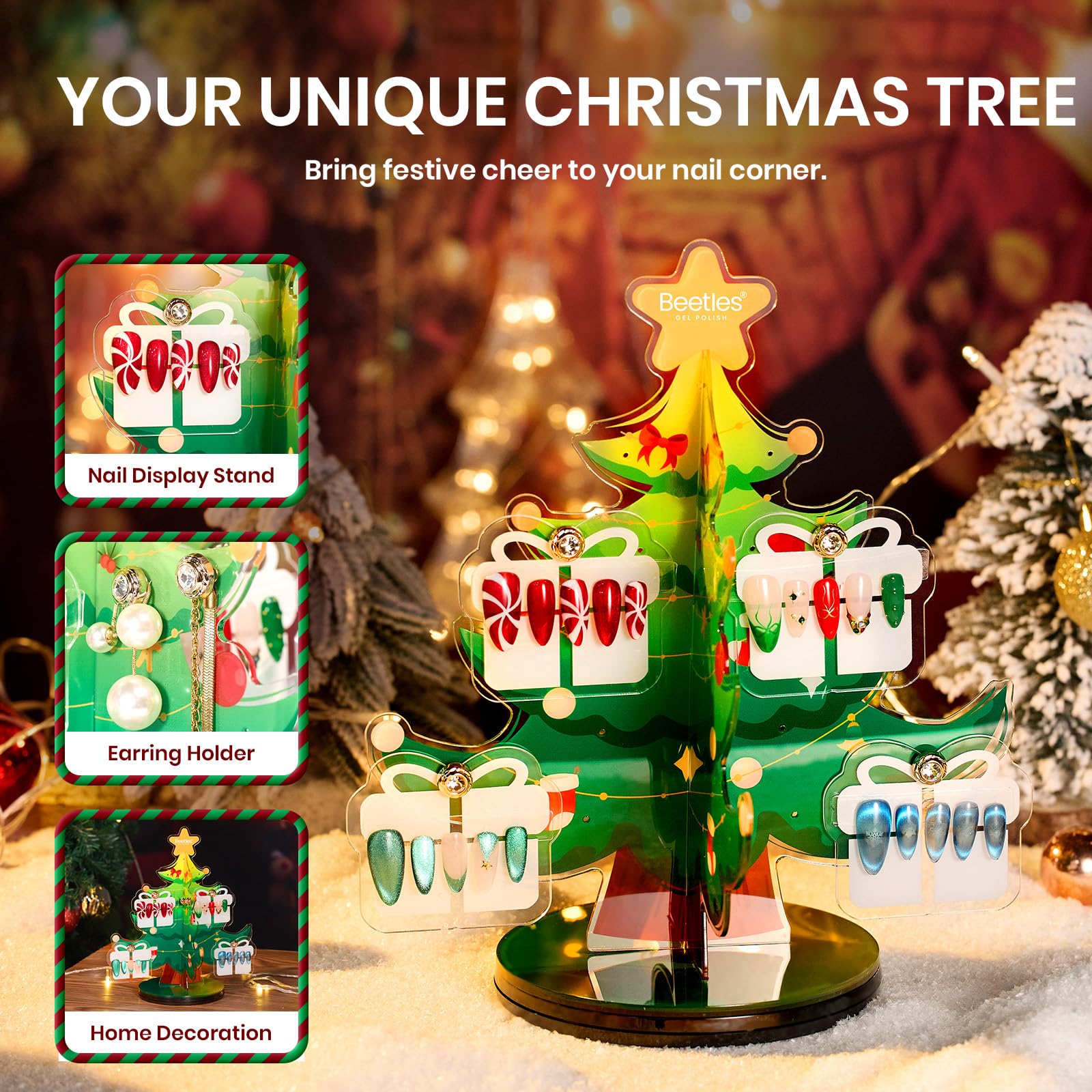 Beetles 67Pcs Gel Nail Kit Crystal Christmas Gifts - 12 Colors Cat Eye Red Glitter Gel Polish Kit - Image 5