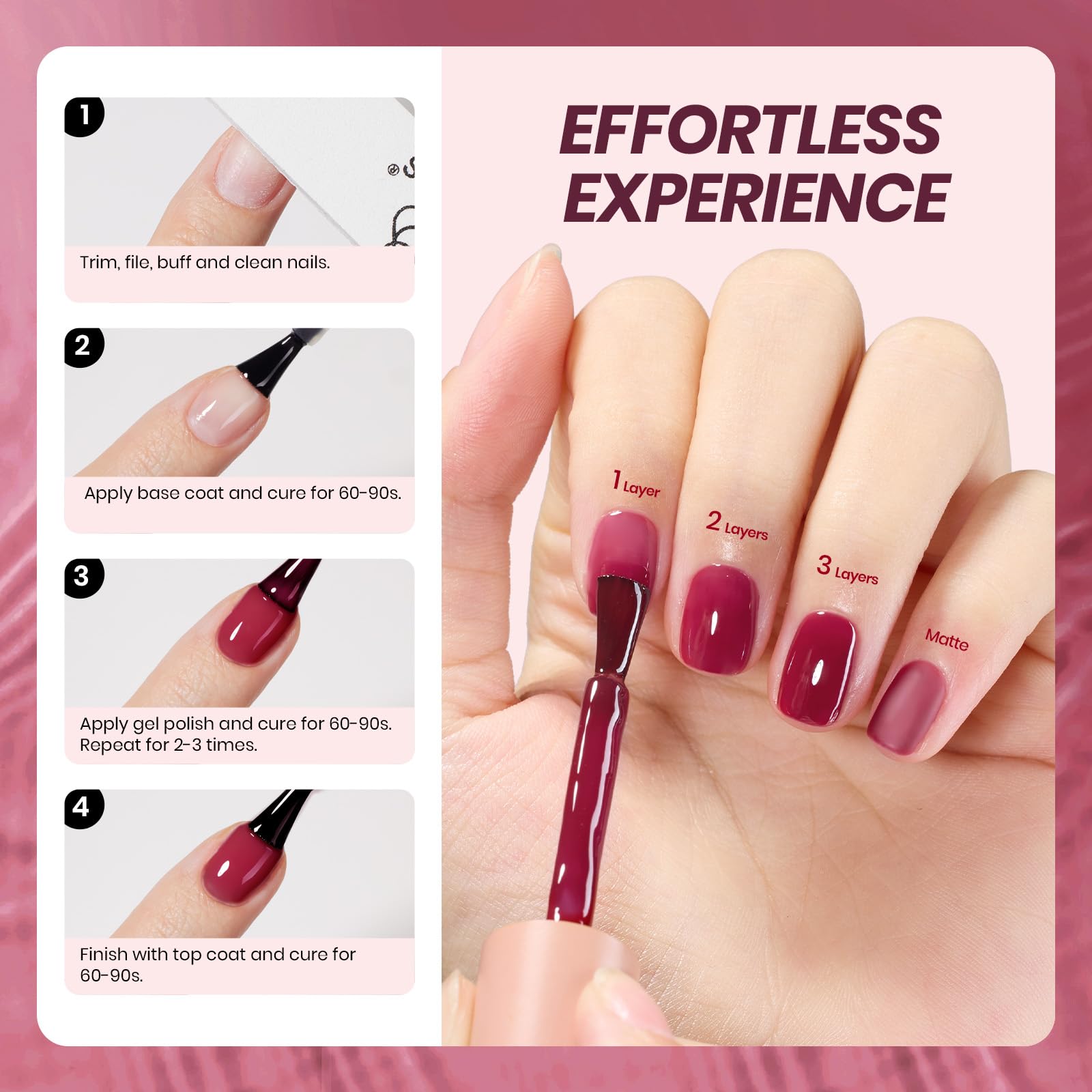 15ML Blushed Wine Jelly Sheer Red Gel Nail Polish - Image 5