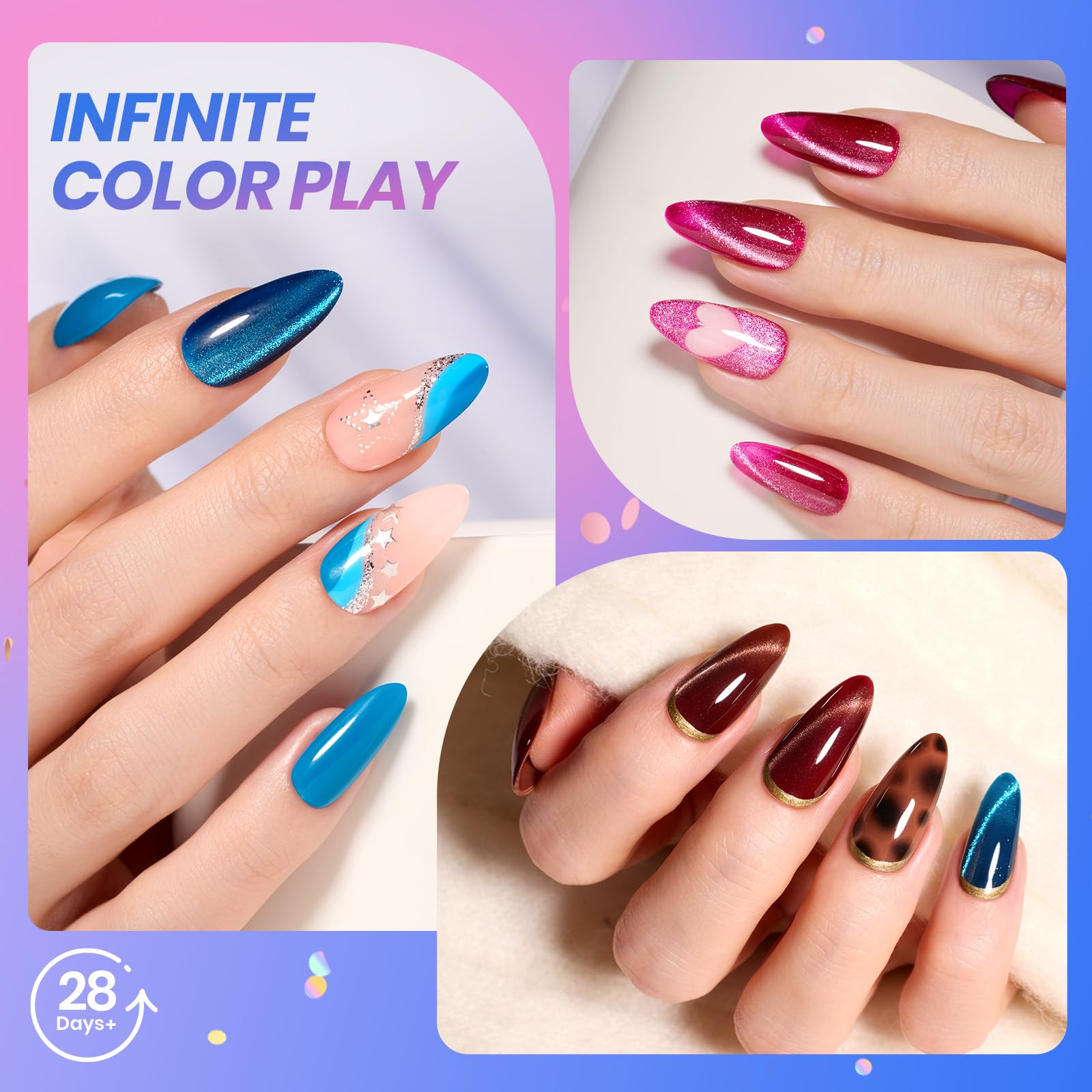 (Ideal Gift) Beetles Wandering Peace DEALS BOX 113Pcs 20 Cat Eye Glitter Colors Nail Kits - Image 5