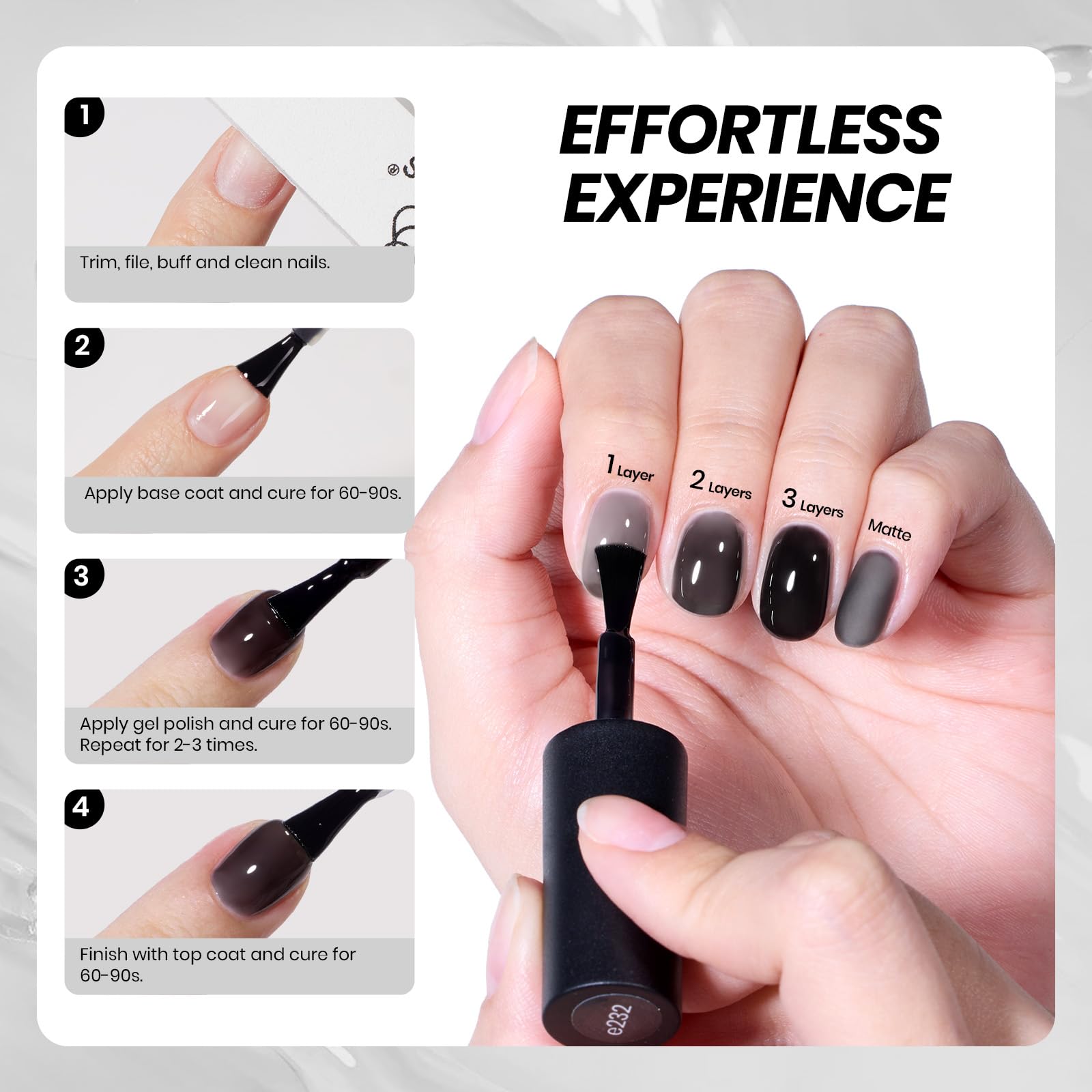 15ML Black Crystal Jelly Sheer Gel Nail Polish - Image 6