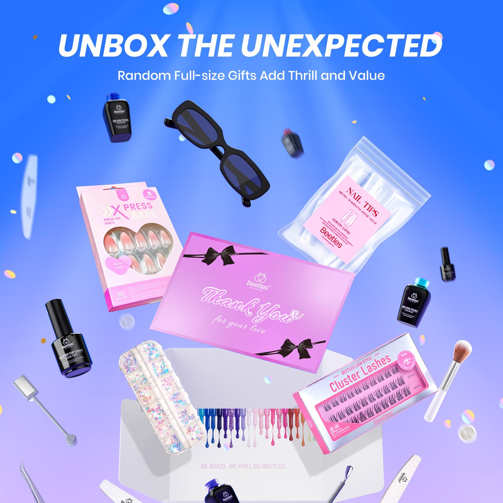 (Ideal Gift) Beetles Wandering Peace DEALS BOX 113Pcs 20 Cat Eye Glitter Colors Nail Kits - Image 6