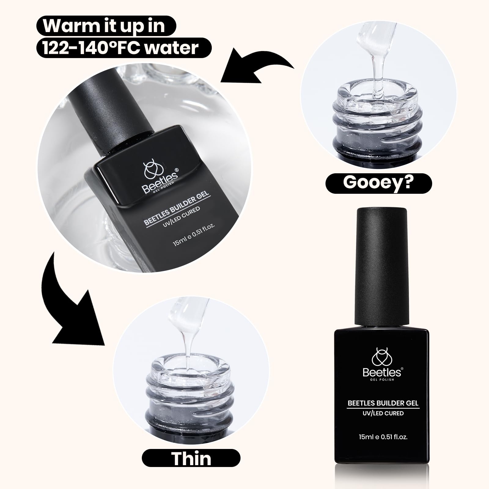 Beetles Builder Gel Set - 3 Pcs 8 in 1 Nail Strengthening Apex Building Extension - Image 7