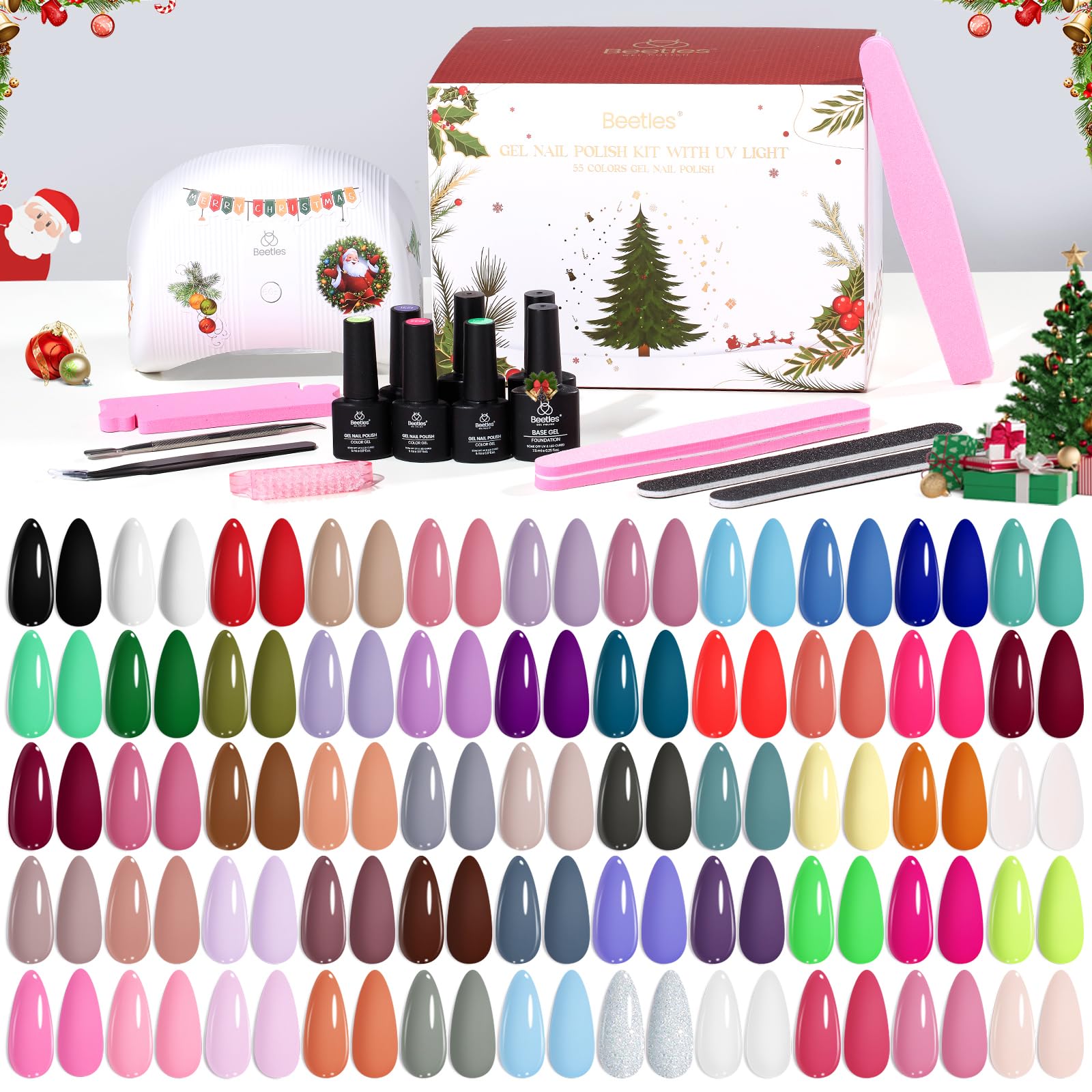 Beetles 82 Pcs Gel Nail Polish Kit with U V Ligh - 55 Color Gel Nail Kit Christmas Gifts - Image 8