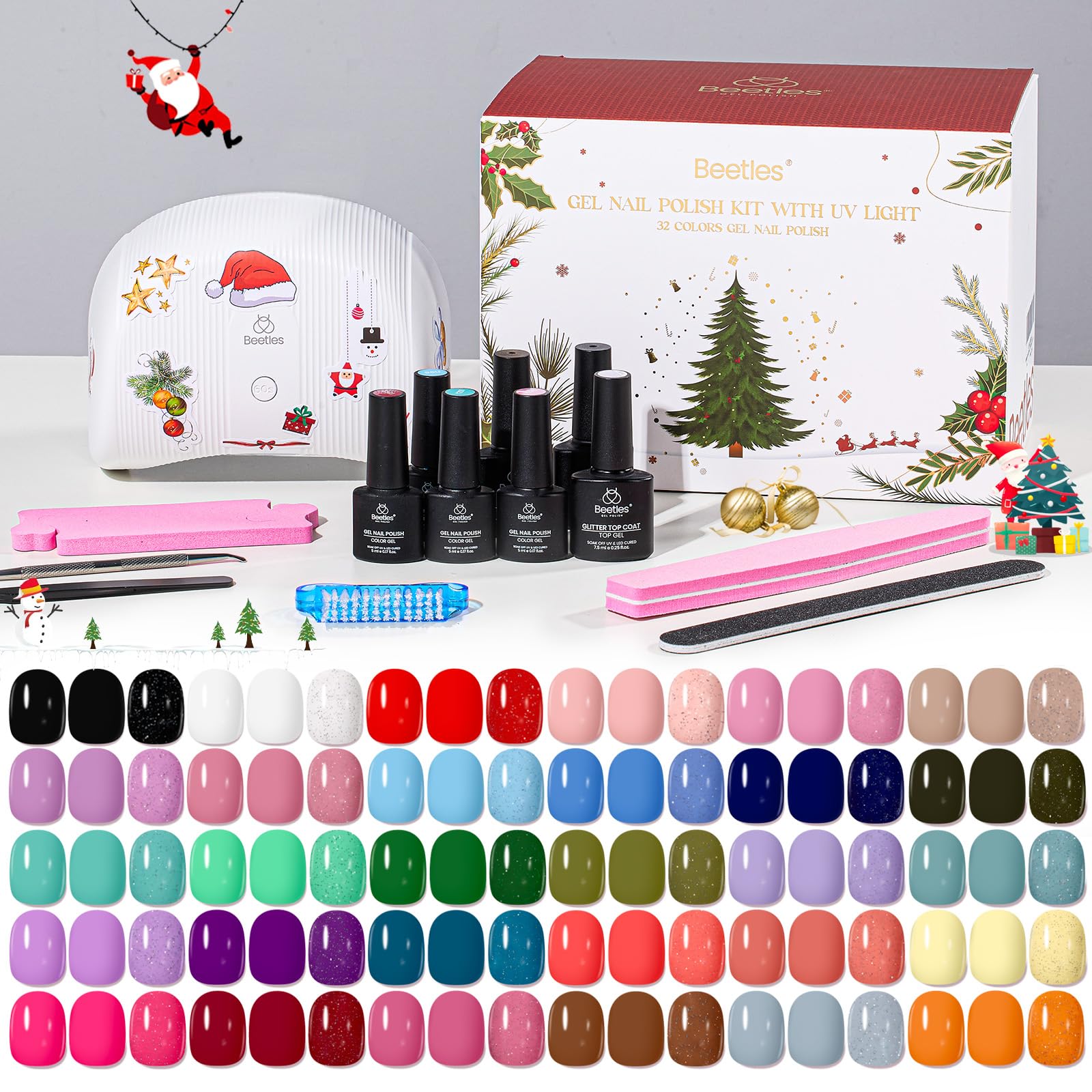 Beetles 55 Pcs Gel Nail Polish Kit with U V Ligh - 32 Color Gel Nail Kit Christmas Gifts - Image 8