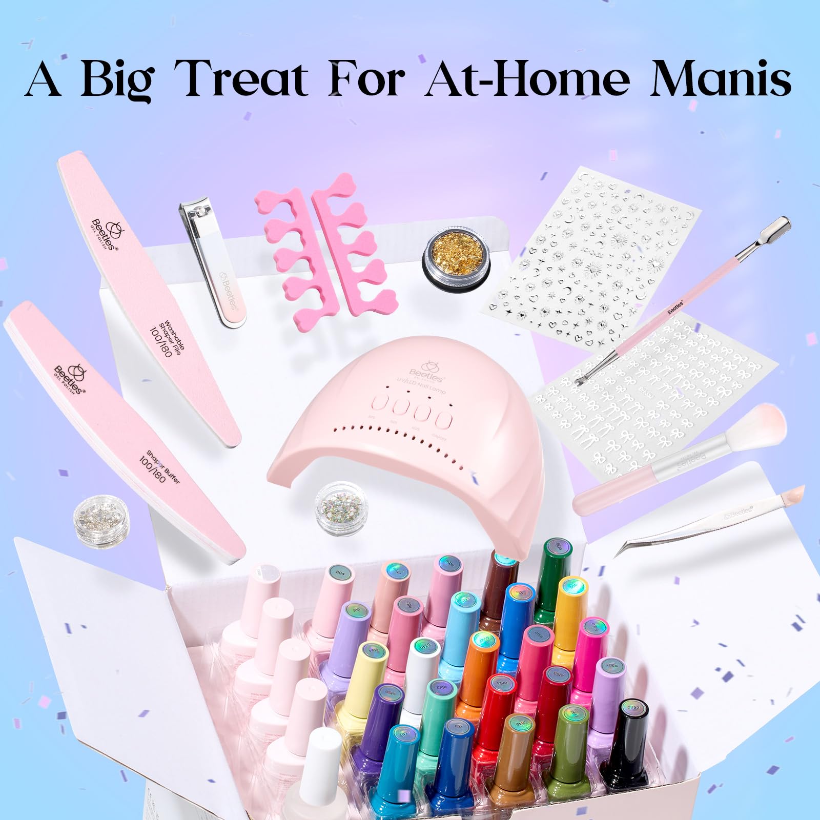 45 PCS ALL-IN-ONE NAIL KIT - 25 Colors Upgrade Colorful Bottle Gel Starter Kit - Image 8
